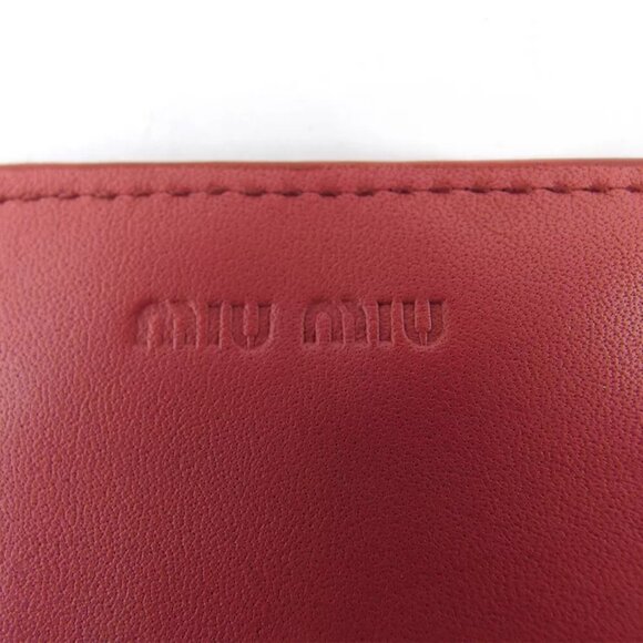 miu miu leather Authentic used B1114 press card case crocodile tone pink type - Picture 7 of 9